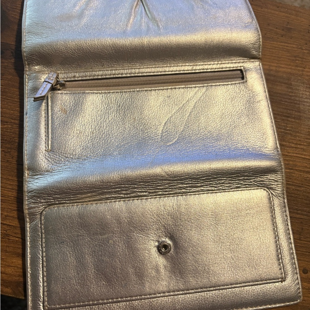 Coach Y2K silver metallic vintage wallet tri fold pink liner - Picture 8 of 13